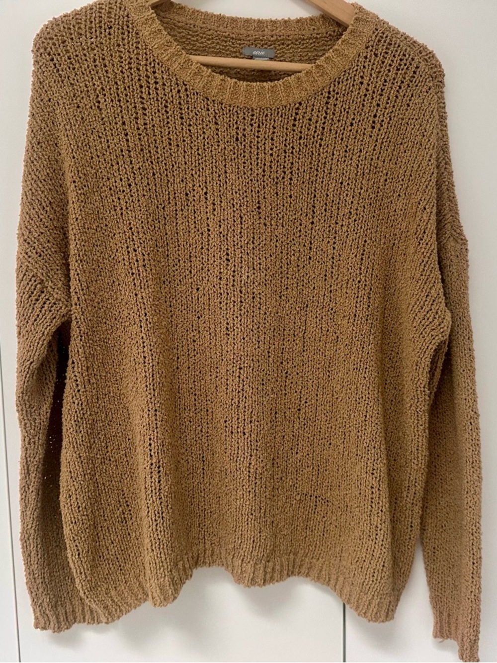 aerie Chunky Scoop-Neck Sweater in Camel